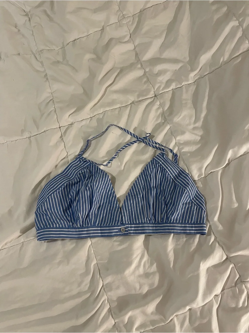 Anthro Blue and White Bralette